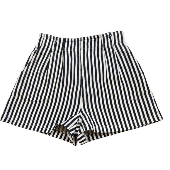 Ladies Elodie Brand Navy‎ Blue and Off White Stripes Shorts Size Small - Picture 1 of 11